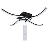 LED Ceiling Light Wavy Shape 3 Color Dimming Wrought Iron Ceiling Fixture with Remote Control Black AC110‑265V