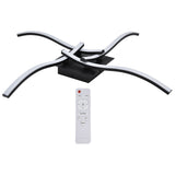 LED Ceiling Light Wavy Shape 3 Color Dimming Wrought Iron Ceiling Fixture with Remote Control Black AC110‑265V