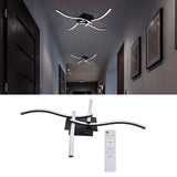 LED Ceiling Light Wavy Shape 3 Color Dimming Wrought Iron Ceiling Fixture with Remote Control Black AC110‑265V