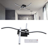 LED Ceiling Light Wavy Shape 3 Color Dimming Wrought Iron Ceiling Fixture with Remote Control Black AC110‑265V - Extra Image