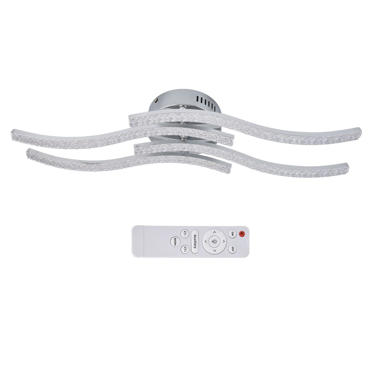 LED Ceiling Light Remote Control Dimming 4 Wavy Ceiling Lamp Tube for Living Room Bedroom AC85‑265V