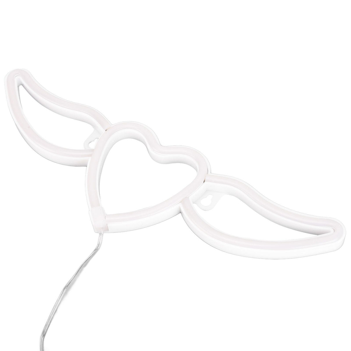 Heart Shaped Neon Light Safe Energy Saving Dual Power Heart Shaped Wings Neon Sign for Valentine's Day Wedding(Warm White Light Pink Light )