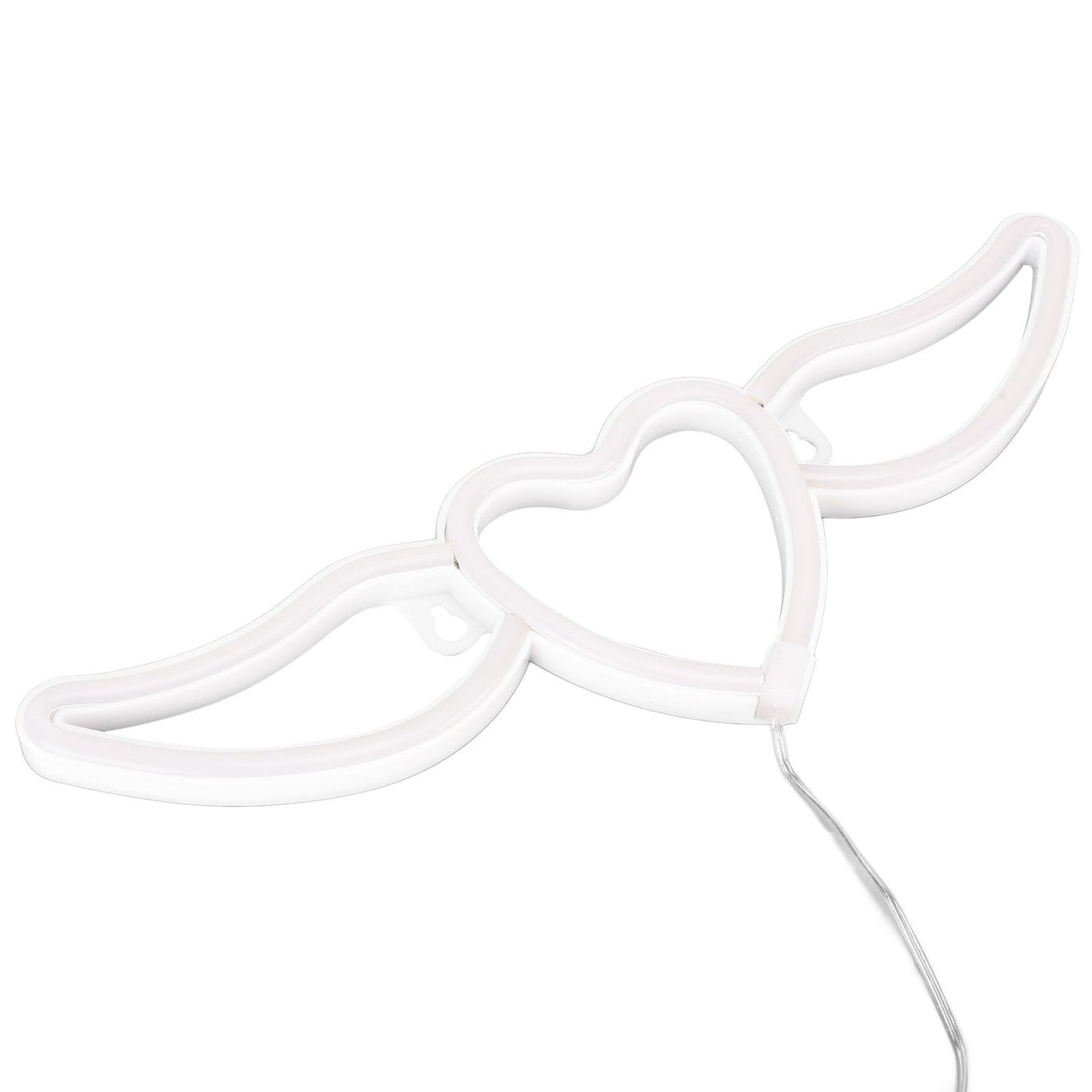 Heart Shaped Neon Light Safe Energy Saving Dual Power Heart Shaped Wings Neon Sign for Valentine's Day Wedding(Purple Light Warm White Light )
