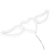 Heart Shaped Neon Light Safe Energy Saving Dual Power Heart Shaped Wings Neon Sign for Valentine's Day Wedding(Purple Light Warm White Light )