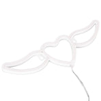 Heart Shaped Neon Light Safe Energy Saving Dual Power Heart Shaped Wings Neon Sign for Valentine's Day Wedding(Purple Light Warm White Light )