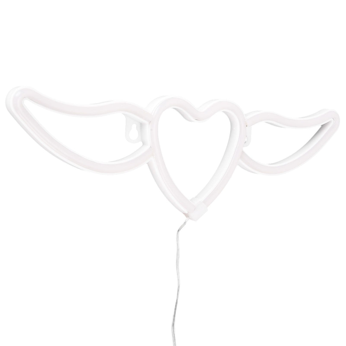 Heart Shaped Neon Light Safe Energy Saving Dual Power Heart Shaped Wings Neon Sign for Valentine's Day Wedding(Purple Light Warm White Light )