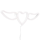 Heart Shaped Neon Light Safe Energy Saving Dual Power Heart Shaped Wings Neon Sign for Valentine's Day Wedding(Purple Light Warm White Light )