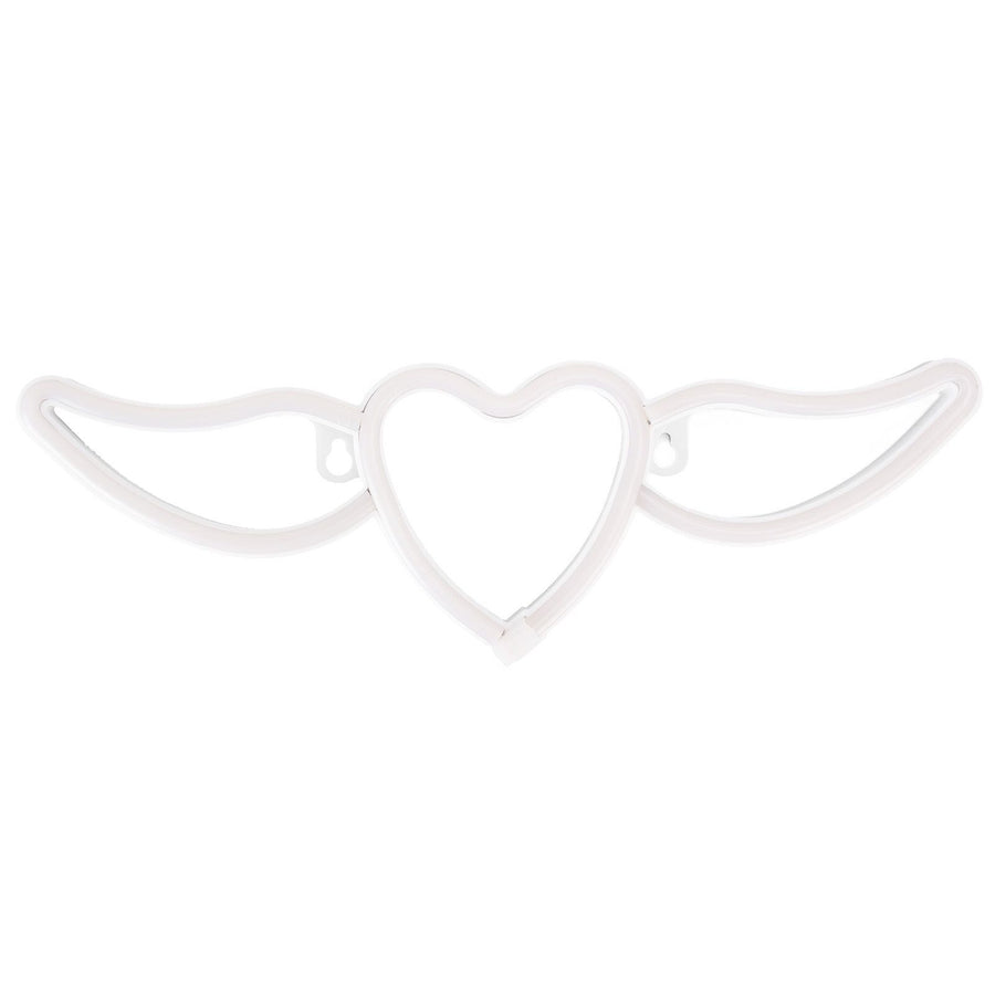Heart Shaped Neon Light Safe Energy Saving Dual Power Heart Shaped Wings Neon Sign for Valentine's Day Wedding(Purple Light Warm White Light )