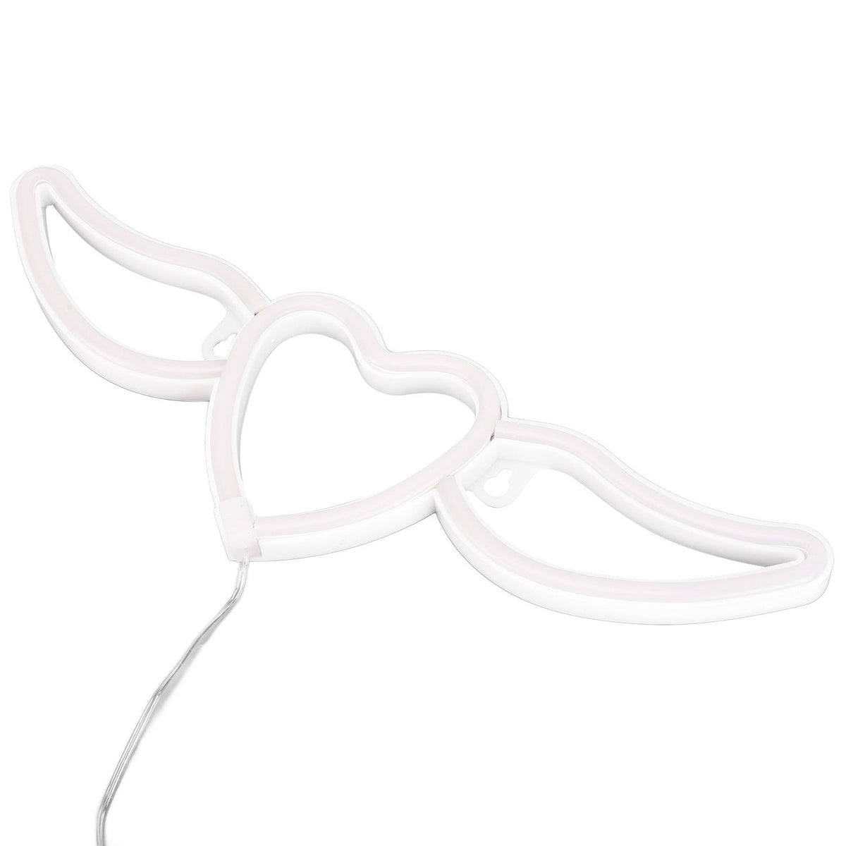 Heart Shaped Neon Light Safe Energy Saving Dual Power Heart Shaped Wings Neon Sign for Valentine's Day Wedding(Purple Light Warm White Light )