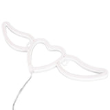 Heart Shaped Neon Light Safe Energy Saving Dual Power Heart Shaped Wings Neon Sign for Valentine's Day Wedding(Purple Light Warm White Light )