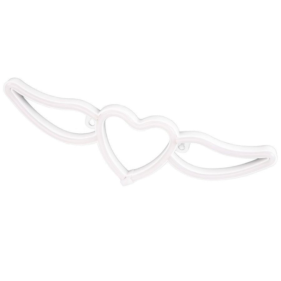 Heart Shaped Neon Light Safe Energy Saving Dual Power Heart Shaped Wings Neon Sign for Valentine's Day Wedding(Purple Light Warm White Light )