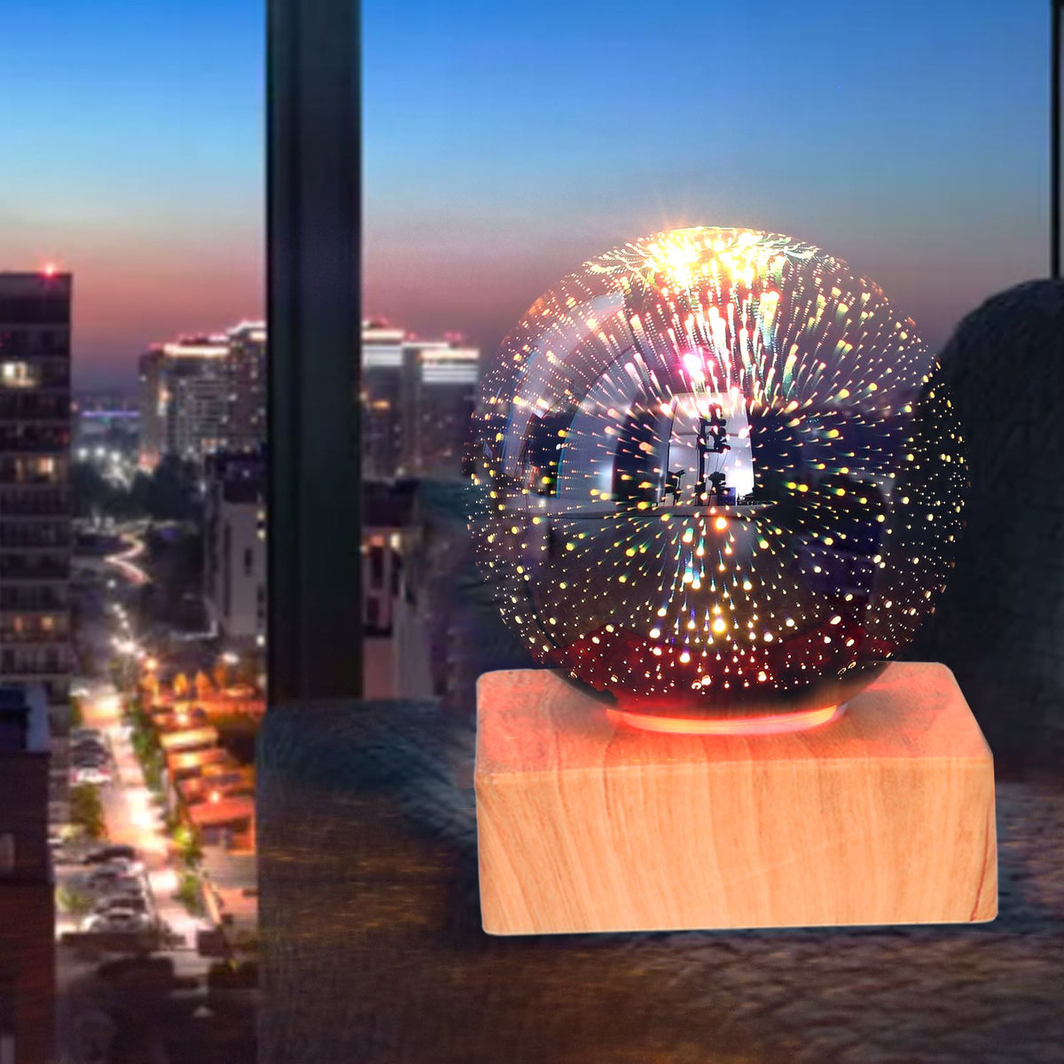 3D Firework Light LED Colorful Table Lamp USB Powered Glass Ball Night Light for Bedroom Office