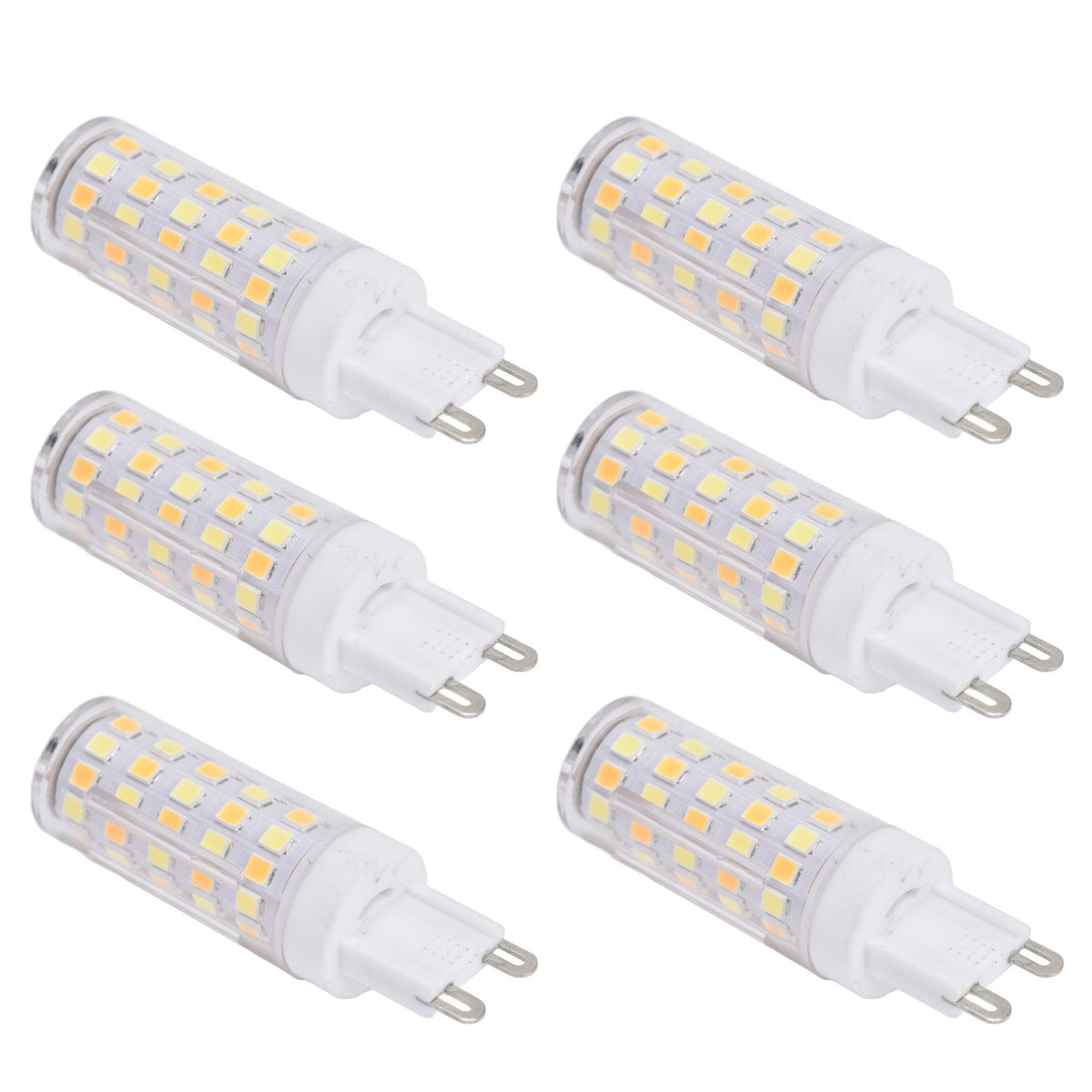 6PCS 66LED G9 Light Bulb 9W 85‑265V Small Ceiling Lamp Bulb 3 Light Color Wall Lamp Bulb for Home