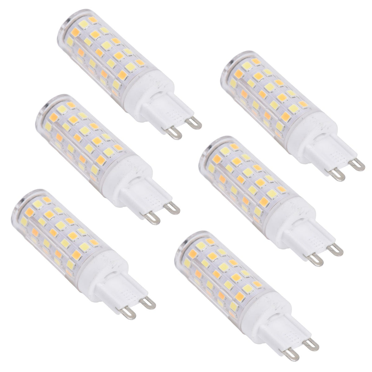 6PCS 66LED G9 Light Bulb 9W 85‑265V Small Ceiling Lamp Bulb 3 Light Color Wall Lamp Bulb for Home