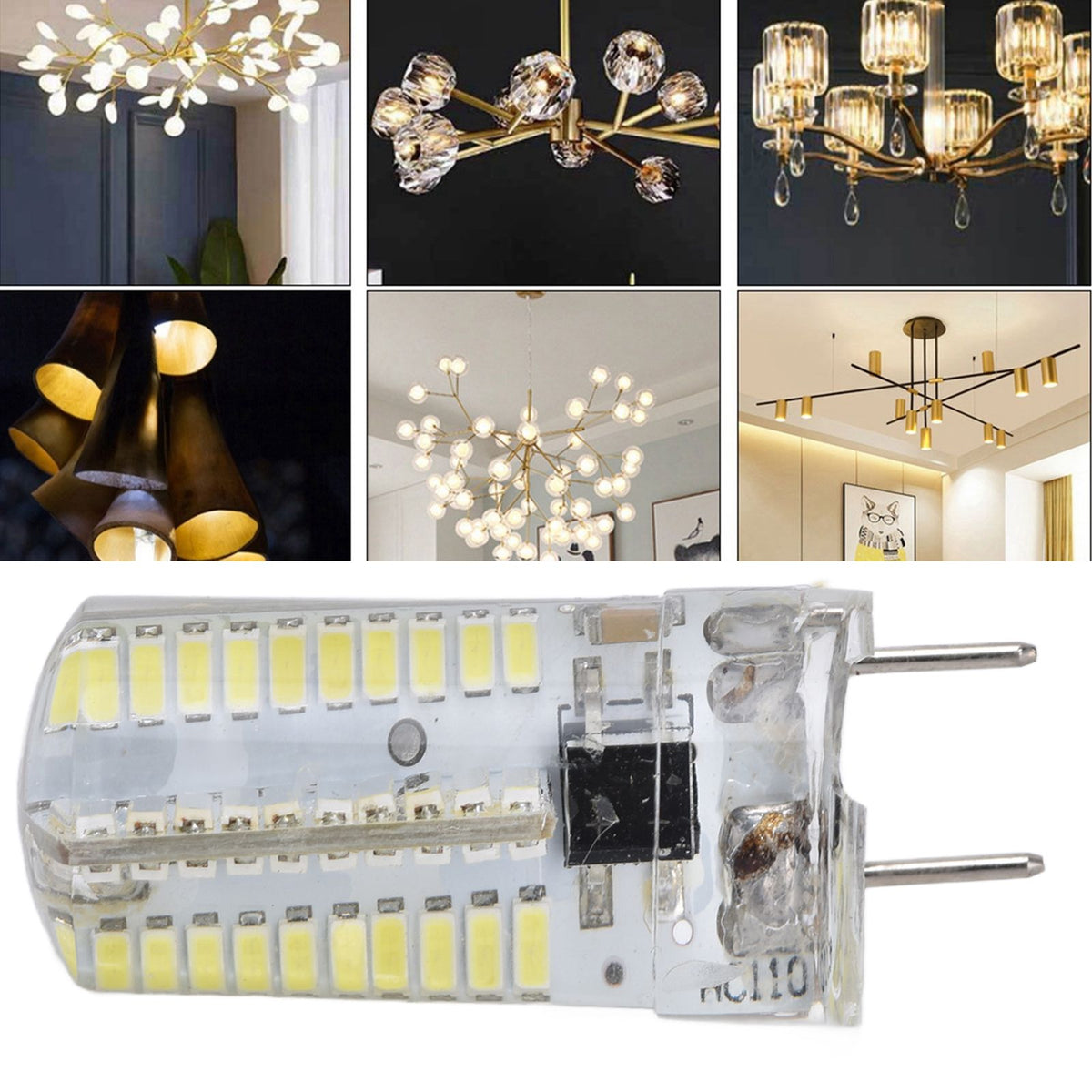 6Pcs G8 Small Bulbs 5W Small Bulb Light Source 80LED for CeilingLamp Wall Lamp Table Lamp 110VWarm Light