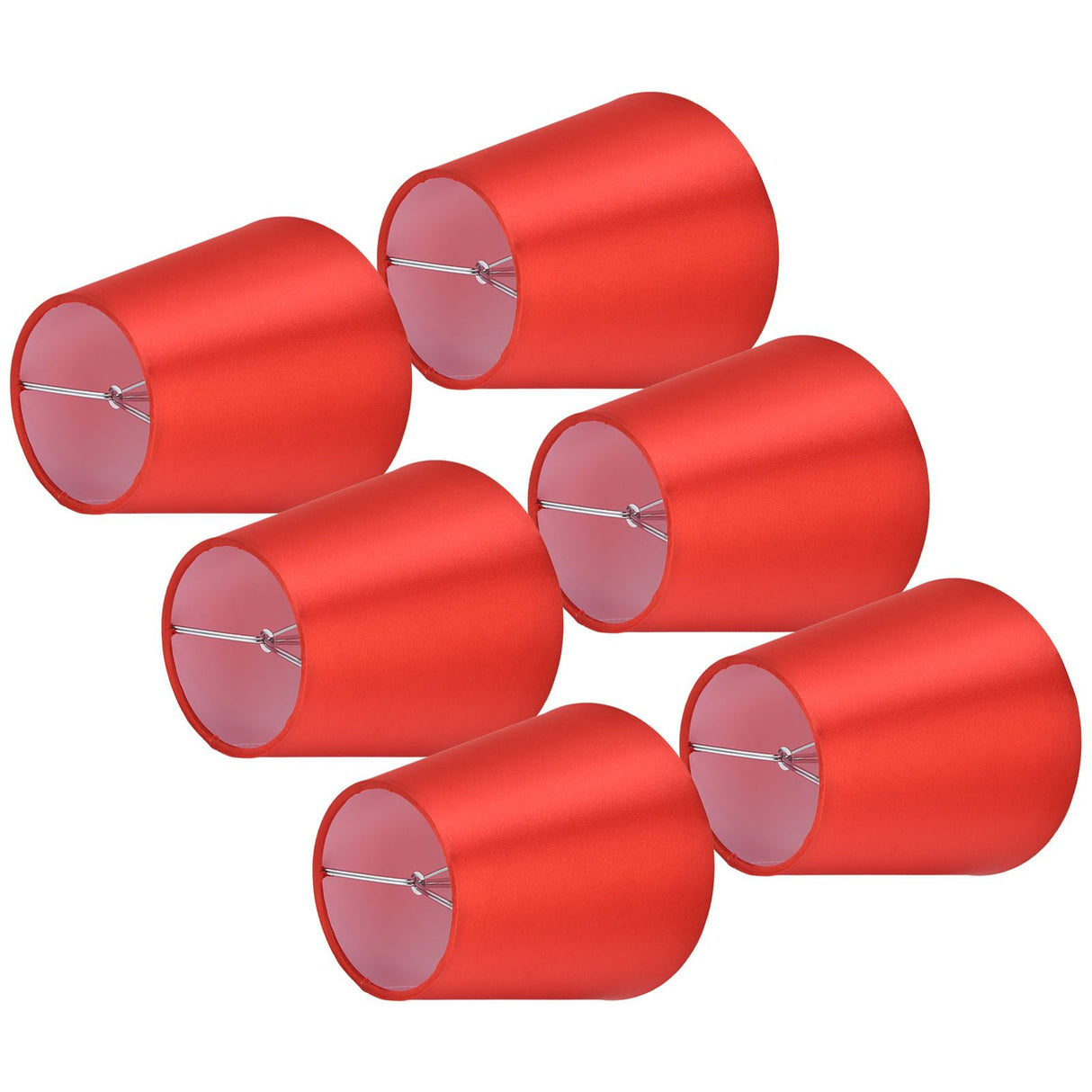 6PCS E14 Lamp Shade Fabric Lampshade Table Lamp Ceiling Lamp Shade for Bedroom Living RoomBright Red PX150