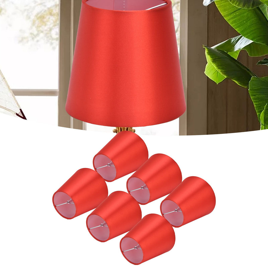 6PCS E14 Lamp Shade Fabric Lampshade Table Lamp Ceiling Lamp Shade for Bedroom Living RoomBright Red PX150