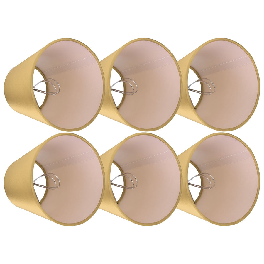 6PCS E14 Lamp Shade Fabric Lampshade Table Lamp Ceiling Lamp Shade for Bedroom Living RoomGold PX153