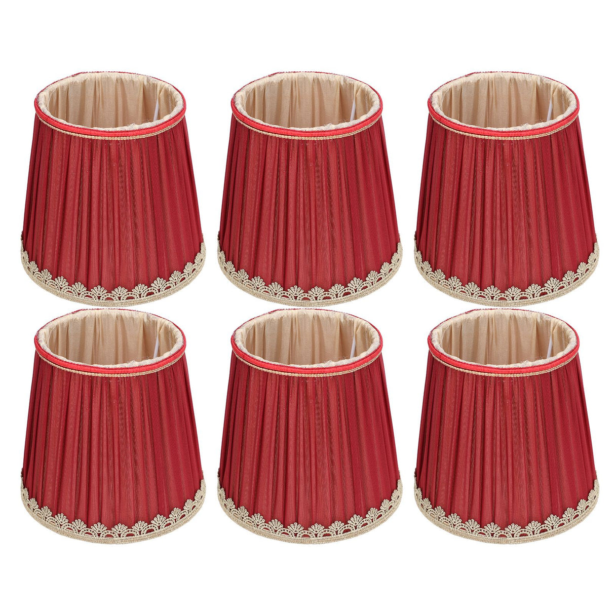 Small Lamp Shade Fabric Wine Red Golden Edge Lampshade for E14 Table Chandelier Wall Lamp