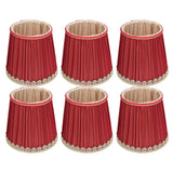 Small Lamp Shade Fabric Wine Red Golden Edge Lampshade for E14 Table Chandelier Wall Lamp - Front View