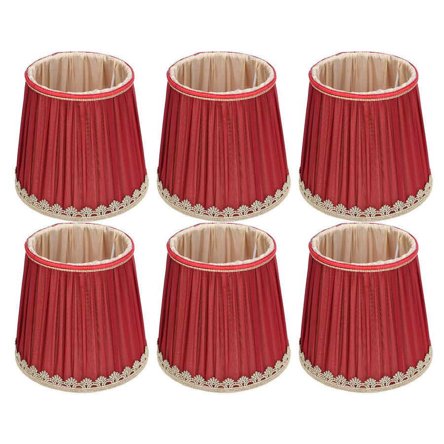Small Lamp Shade Fabric Wine Red Golden Edge Lampshade for E14 Table Chandelier Wall Lamp
