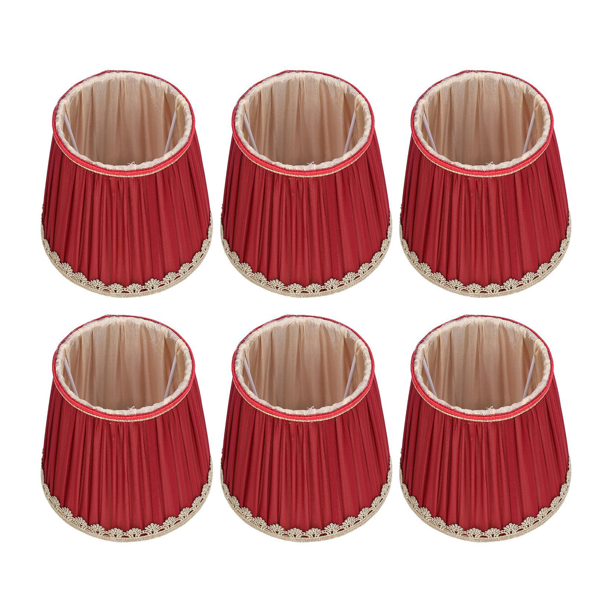 Small Lamp Shade Fabric Wine Red Golden Edge Lampshade for E14 Table Chandelier Wall Lamp