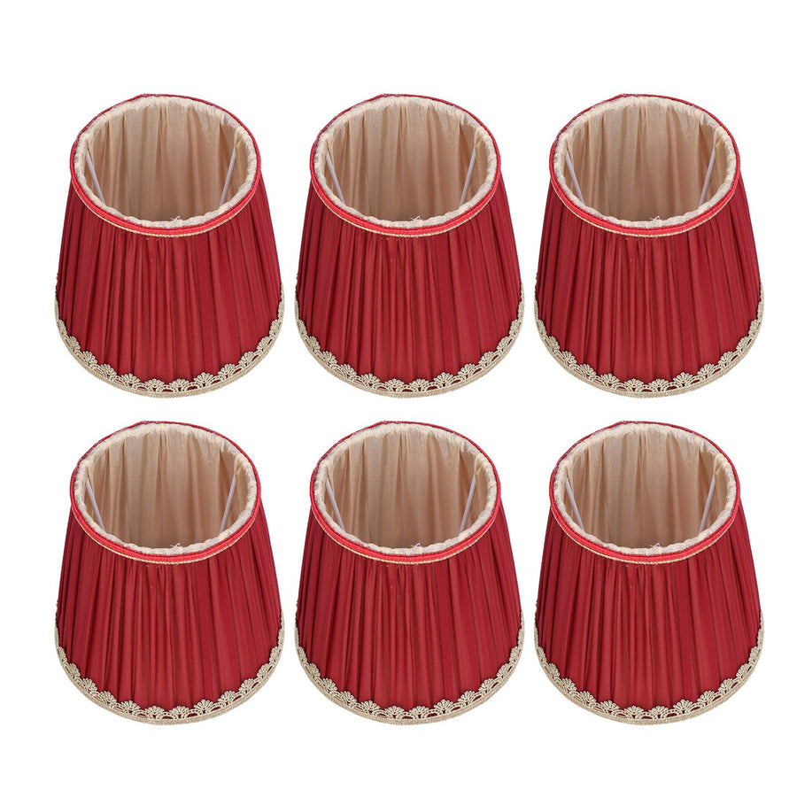 Small Lamp Shade Fabric Wine Red Golden Edge Lampshade for E14 Table Chandelier Wall Lamp