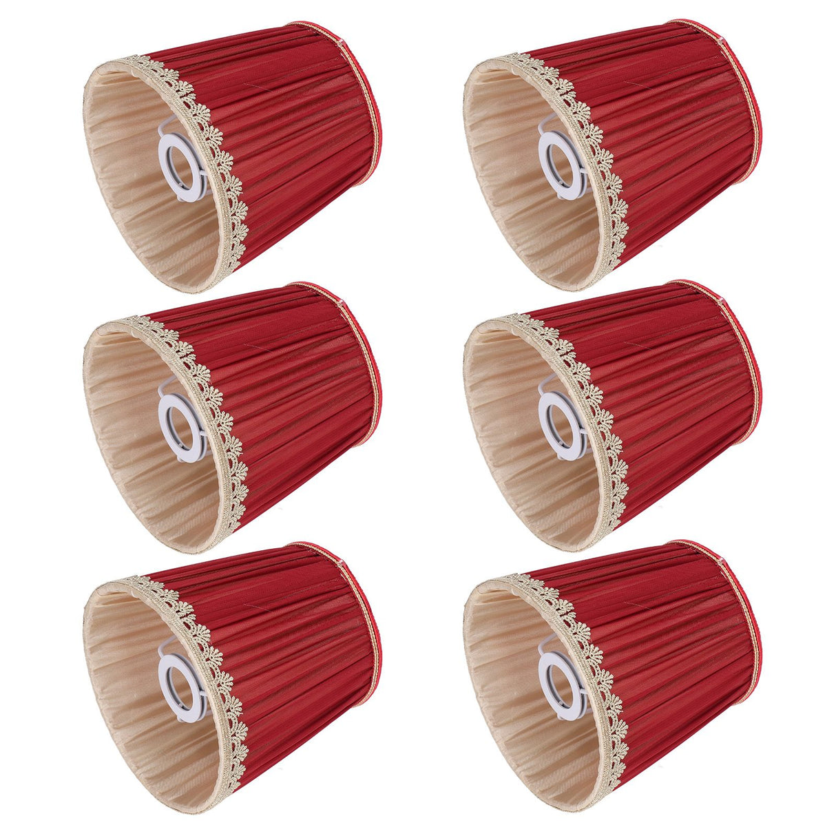 Small Lamp Shade Fabric Wine Red Golden Edge Lampshade for E14 Table Chandelier Wall Lamp