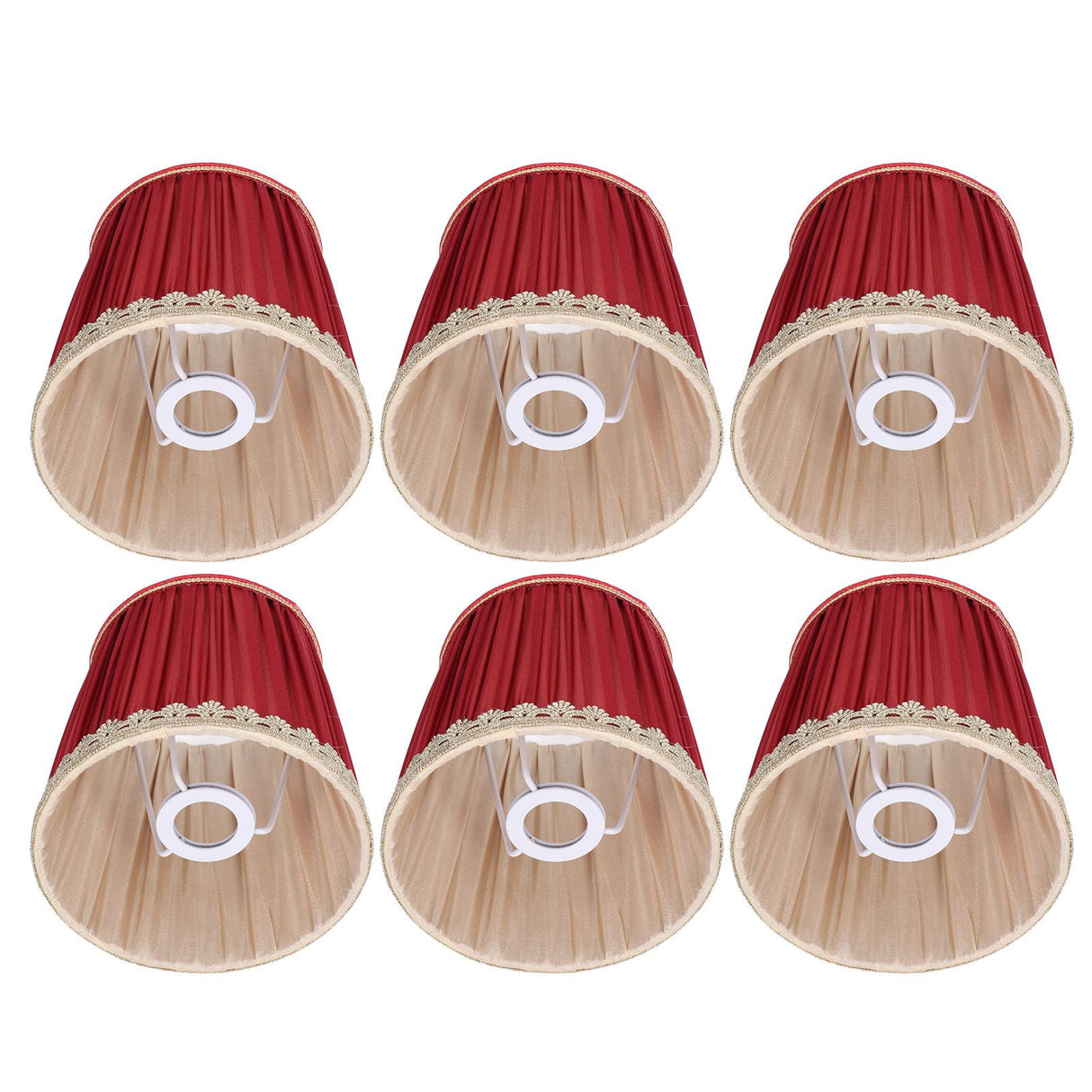 Small Lamp Shade Fabric Wine Red Golden Edge Lampshade for E14 Table Chandelier Wall Lamp