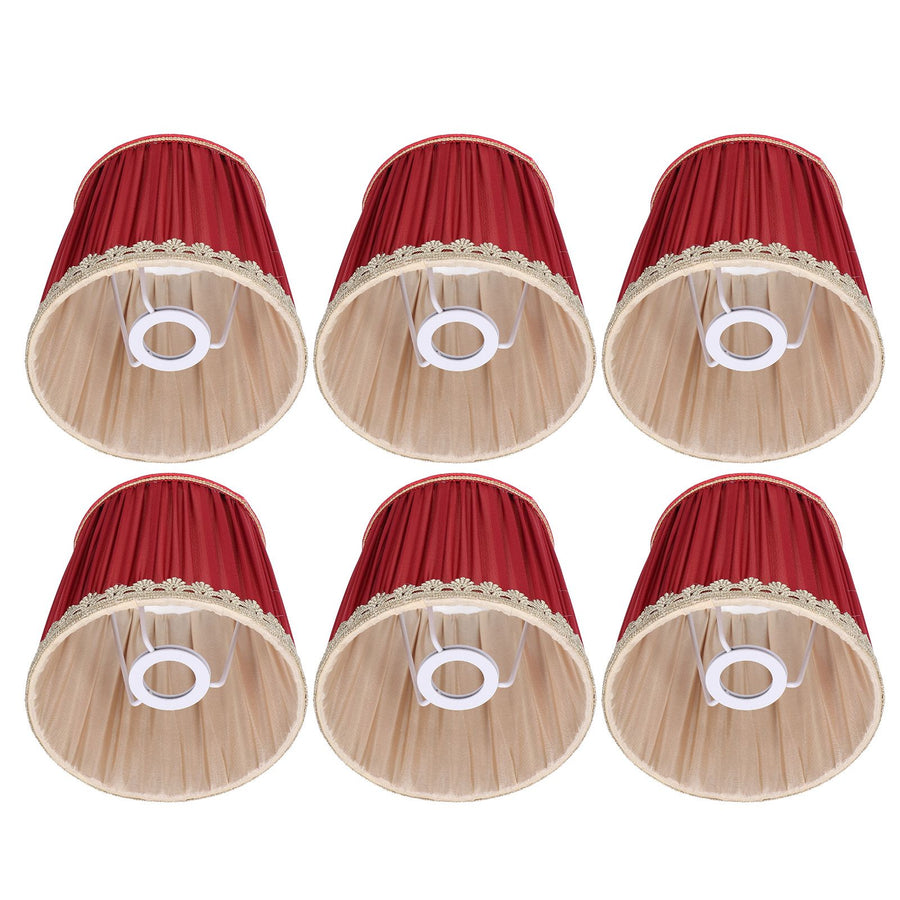 Small Lamp Shade Fabric Wine Red Golden Edge Lampshade for E14 Table Chandelier Wall Lamp