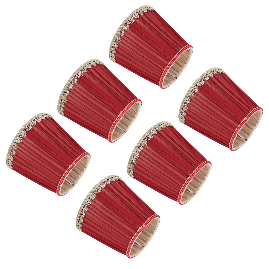 Small Lamp Shade Fabric Wine Red Golden Edge Lampshade for E14 Table Chandelier Wall Lamp