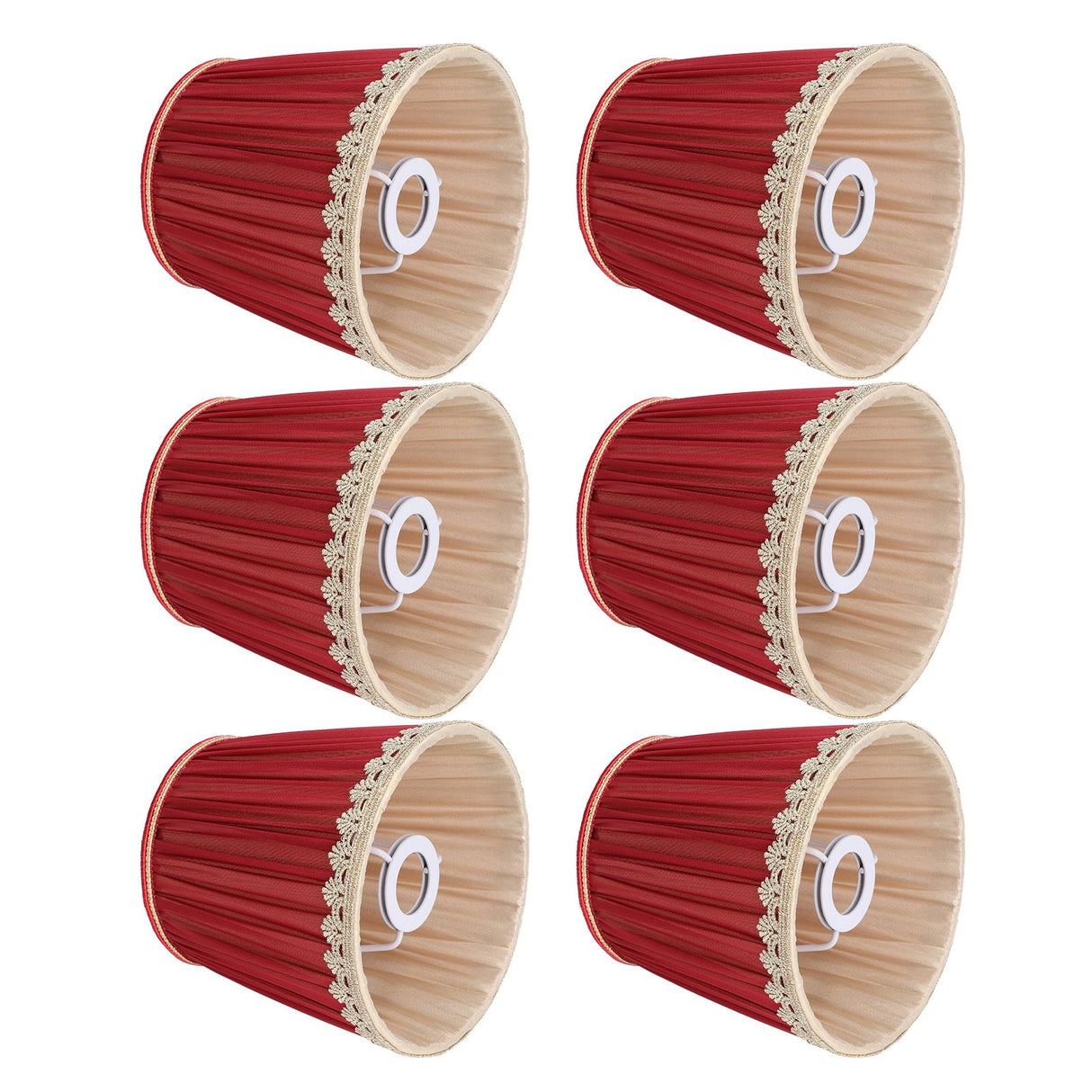 Small Lamp Shade Fabric Wine Red Golden Edge Lampshade for E14 Table Chandelier Wall Lamp