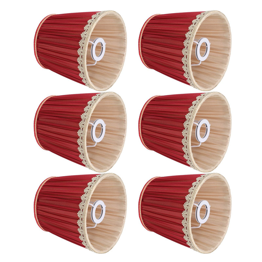 Small Lamp Shade Fabric Wine Red Golden Edge Lampshade for E14 Table Chandelier Wall Lamp