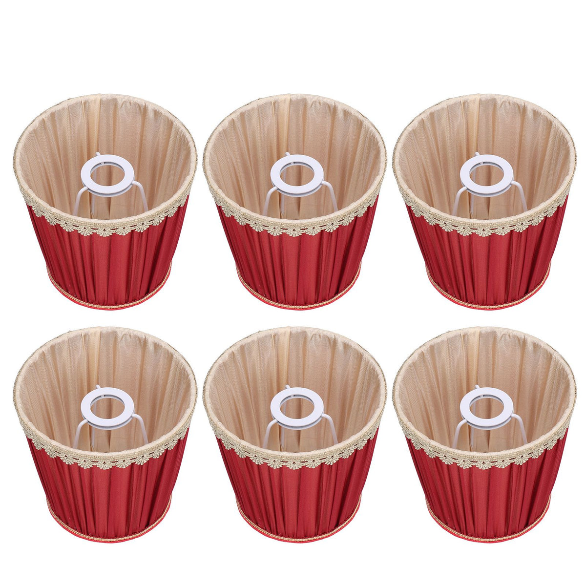 Small Lamp Shade Fabric Wine Red Golden Edge Lampshade for E14 Table Chandelier Wall Lamp