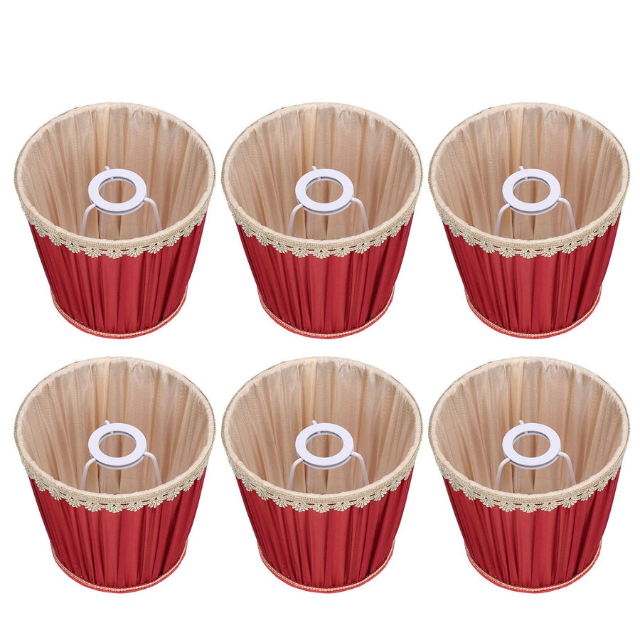 Small Lamp Shade Fabric Wine Red Golden Edge Lampshade for E14 Table Chandelier Wall Lamp