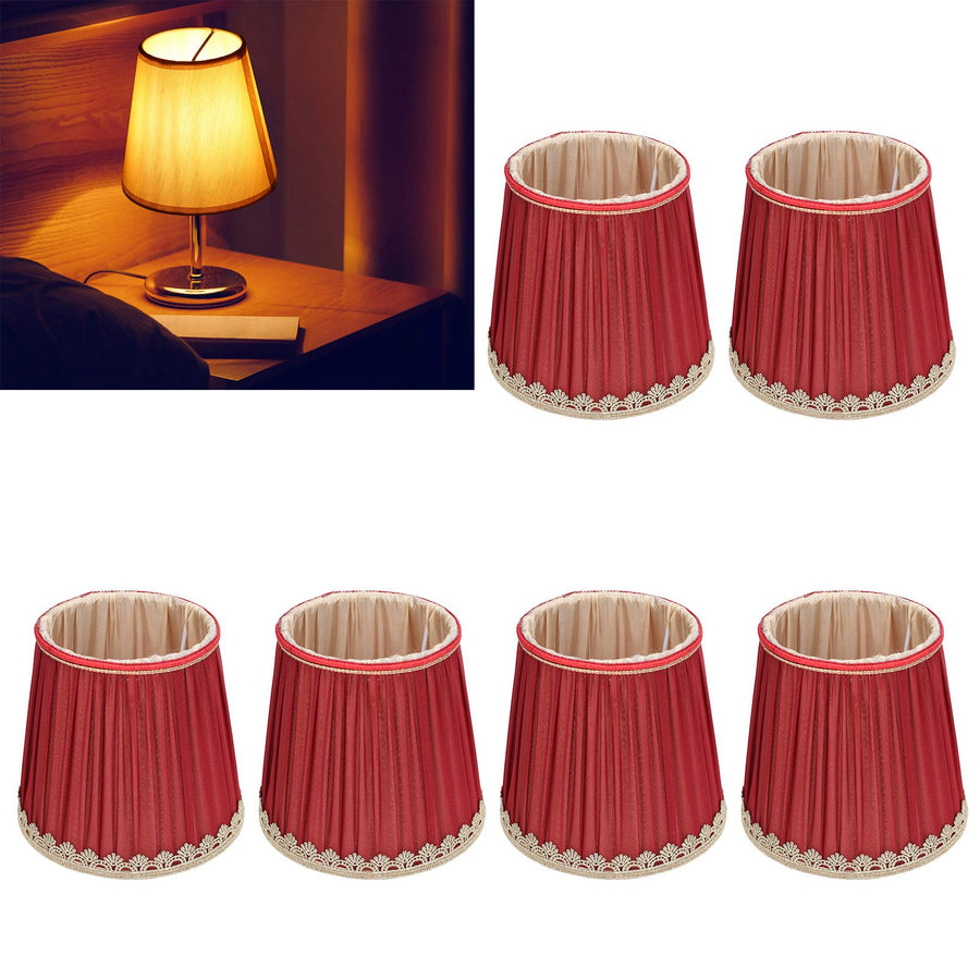 Small Lamp Shade Fabric Wine Red Golden Edge Lampshade for E14 Table Chandelier Wall Lamp