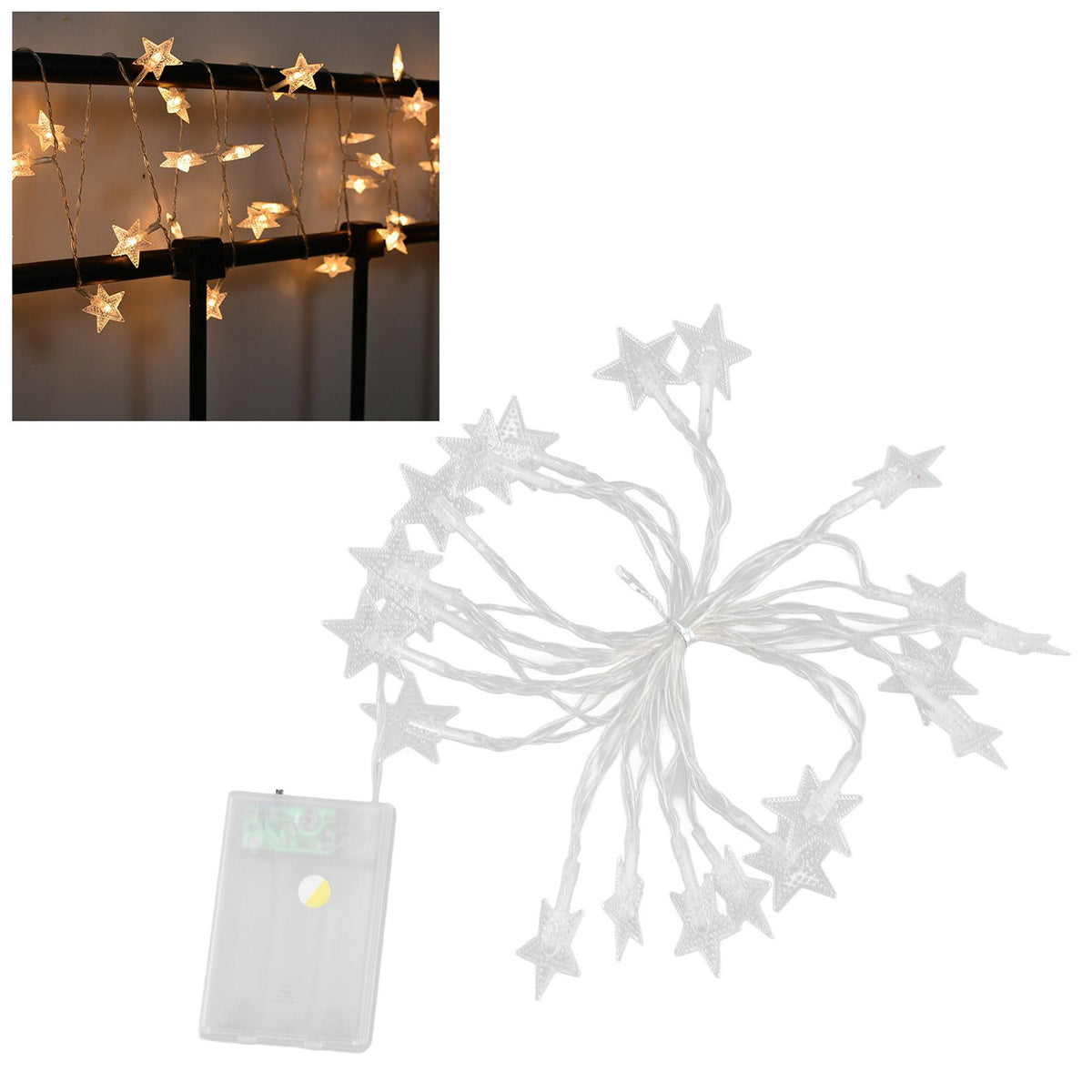 String Lights 20 LED Beads 3meters Indoor Decorative Light Star Shape Bulb Warm Light for Bed Room Living Room