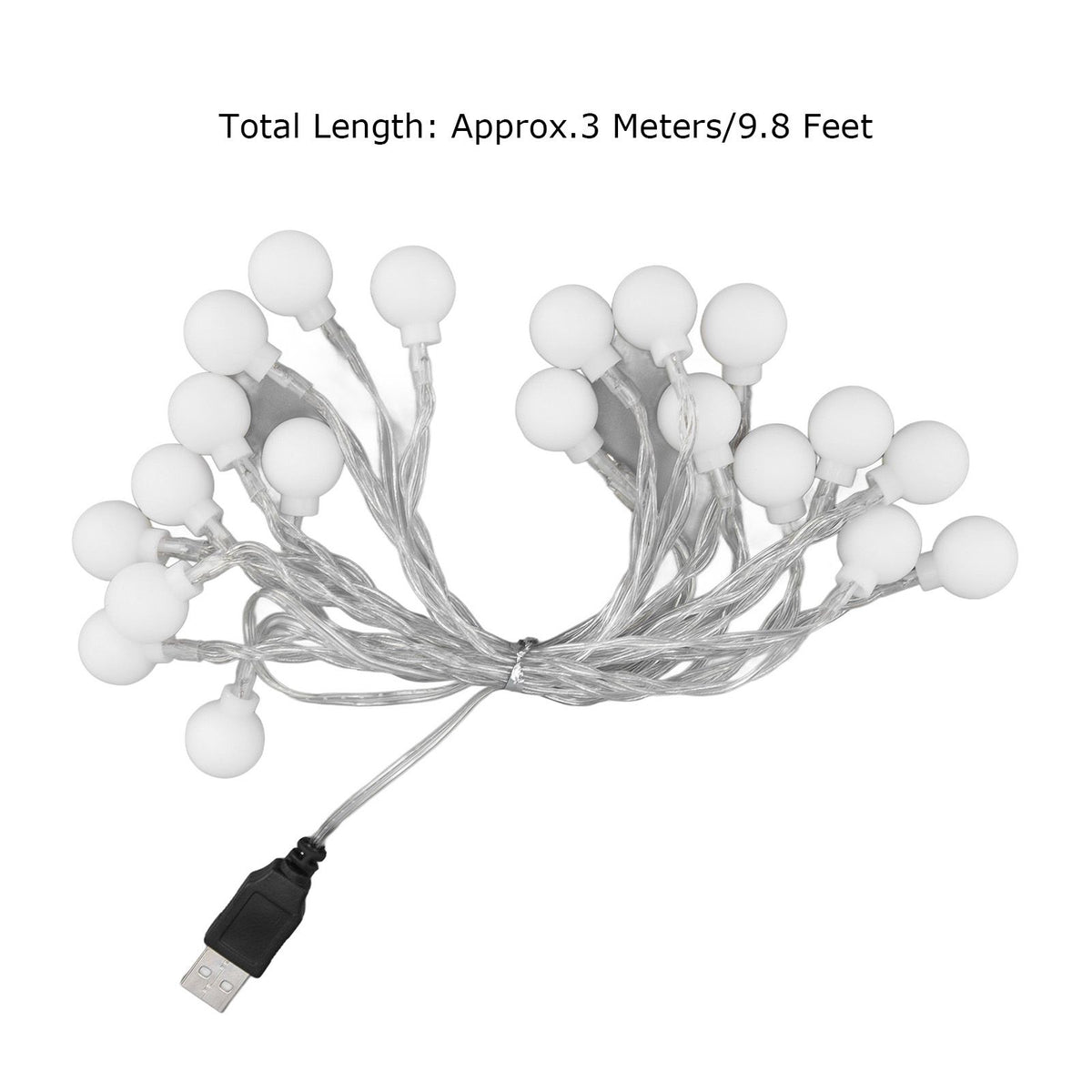 3 M 20LED String Lights LED Globe Outdoor Indoor String Lights for Girls Room Decoration Festive Birthday USB Power Supply