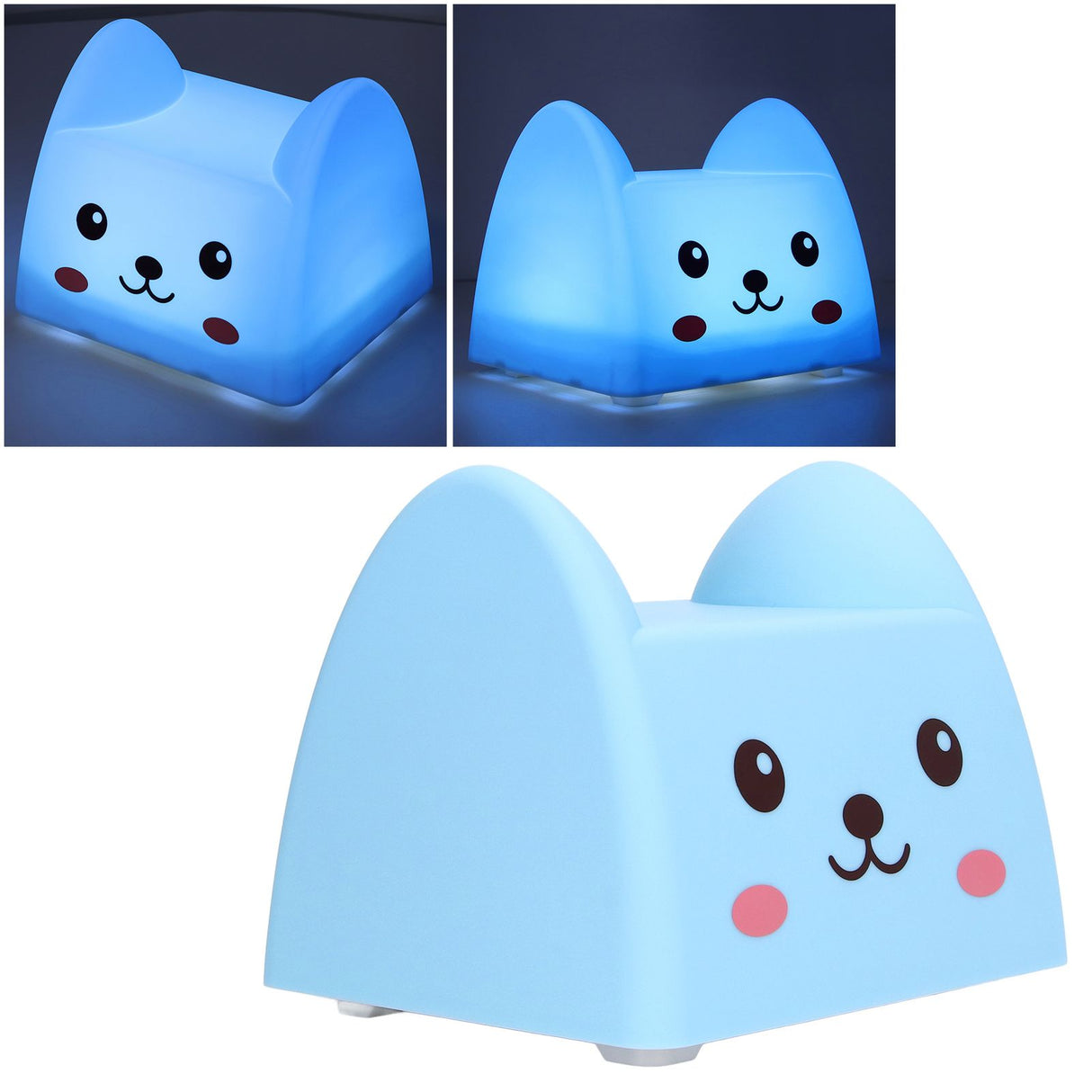 Night Lamp Exquisite Cute Blue Cat Shape White Light Source Interesting Decorative Lighting Device for Kids