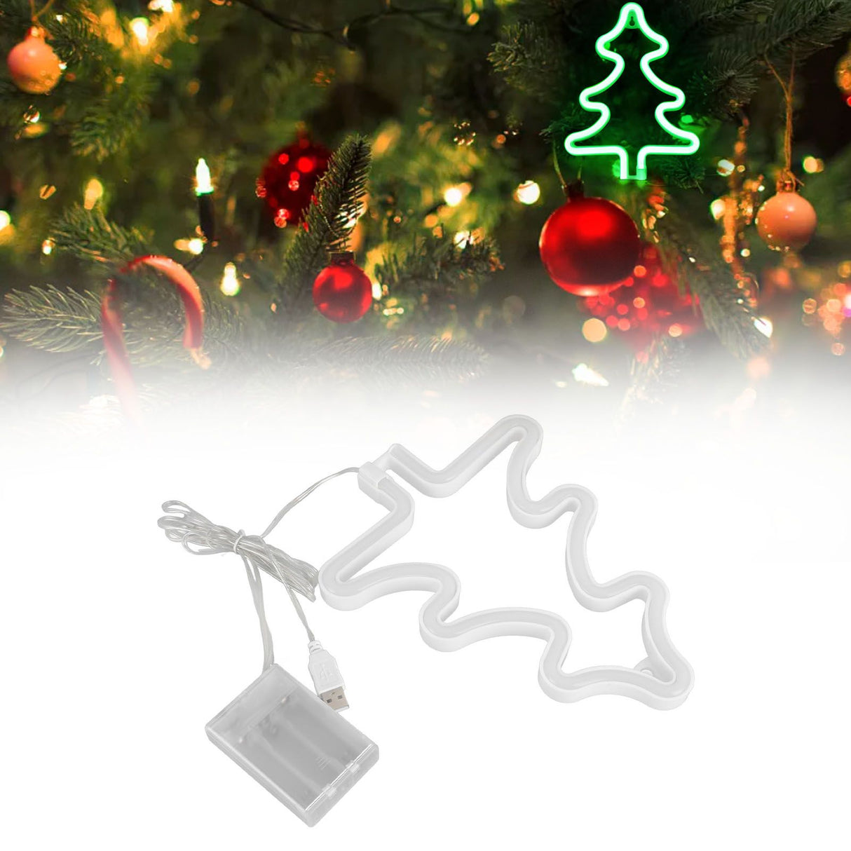 Led Light Sign Green Christmas Trees Safe Stable Unique Shape Wide Application Neon Light for Bedroom Bar Party