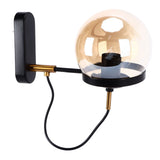 Wall Lamp Blowing Technology Transparent Soft Lighting Fashion Design Glass Ball Lamp 110‑220VBlack Tan Lampshade - Front View