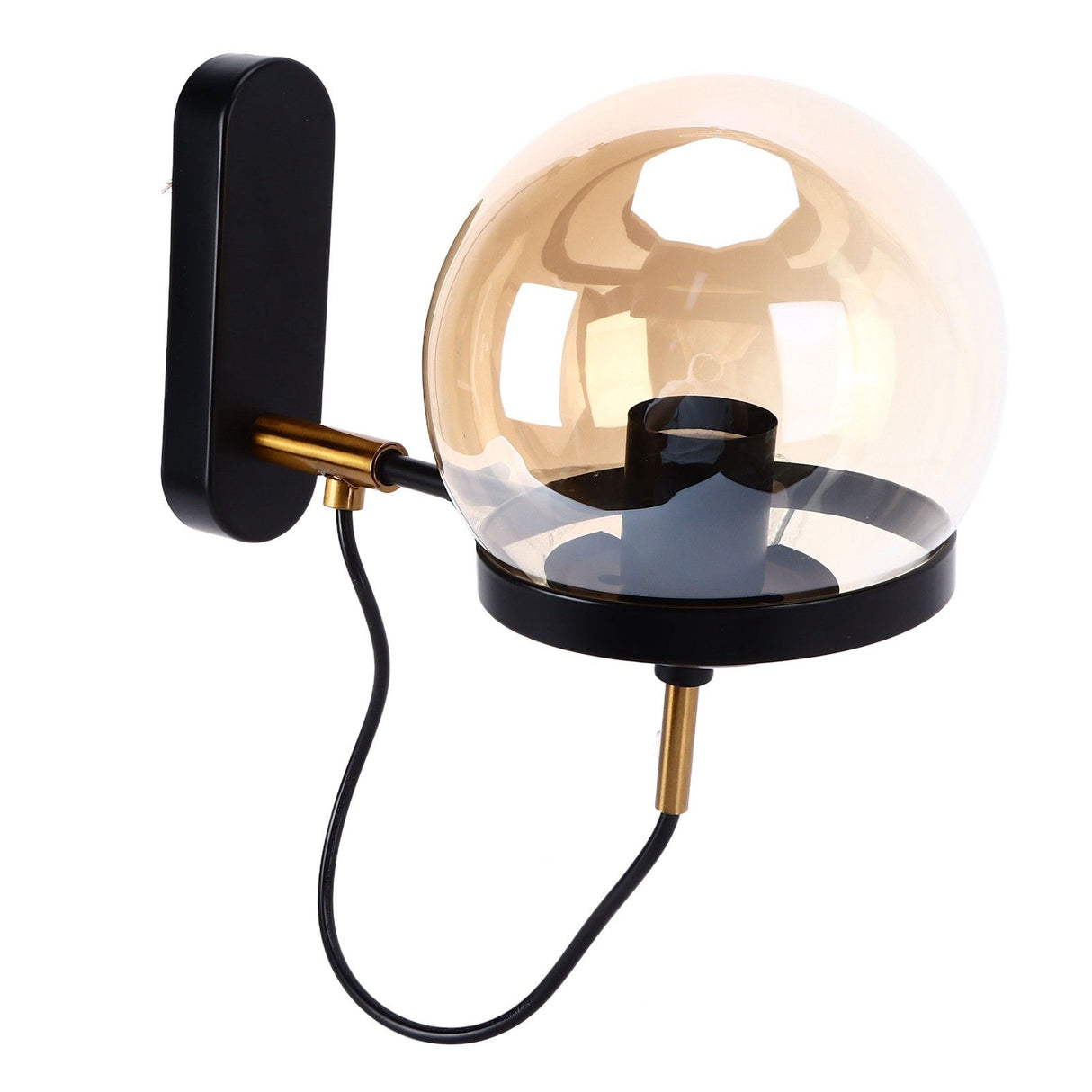 Wall Lamp Blowing Technology Transparent Soft Lighting Fashion Design Glass Ball Lamp 110‑220VBlack Tan Lampshade