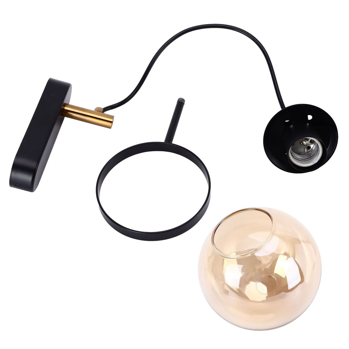 Wall Lamp Blowing Technology Transparent Soft Lighting Fashion Design Glass Ball Lamp 110‑220VBlack Tan Lampshade