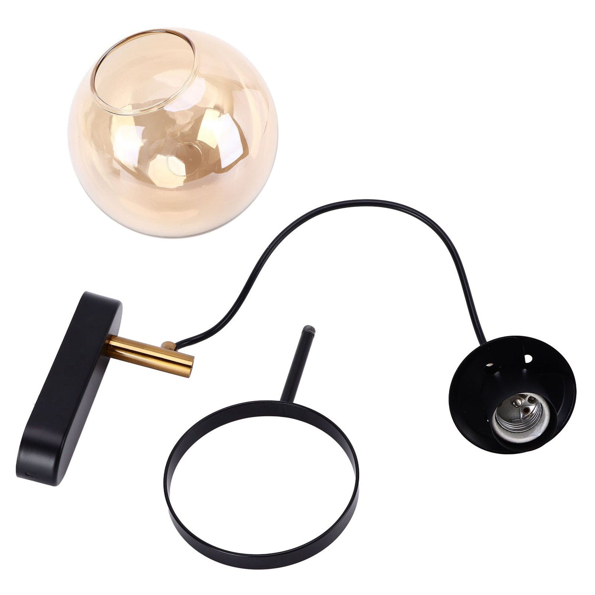 Wall Lamp Blowing Technology Transparent Soft Lighting Fashion Design Glass Ball Lamp 110‑220VBlack Tan Lampshade