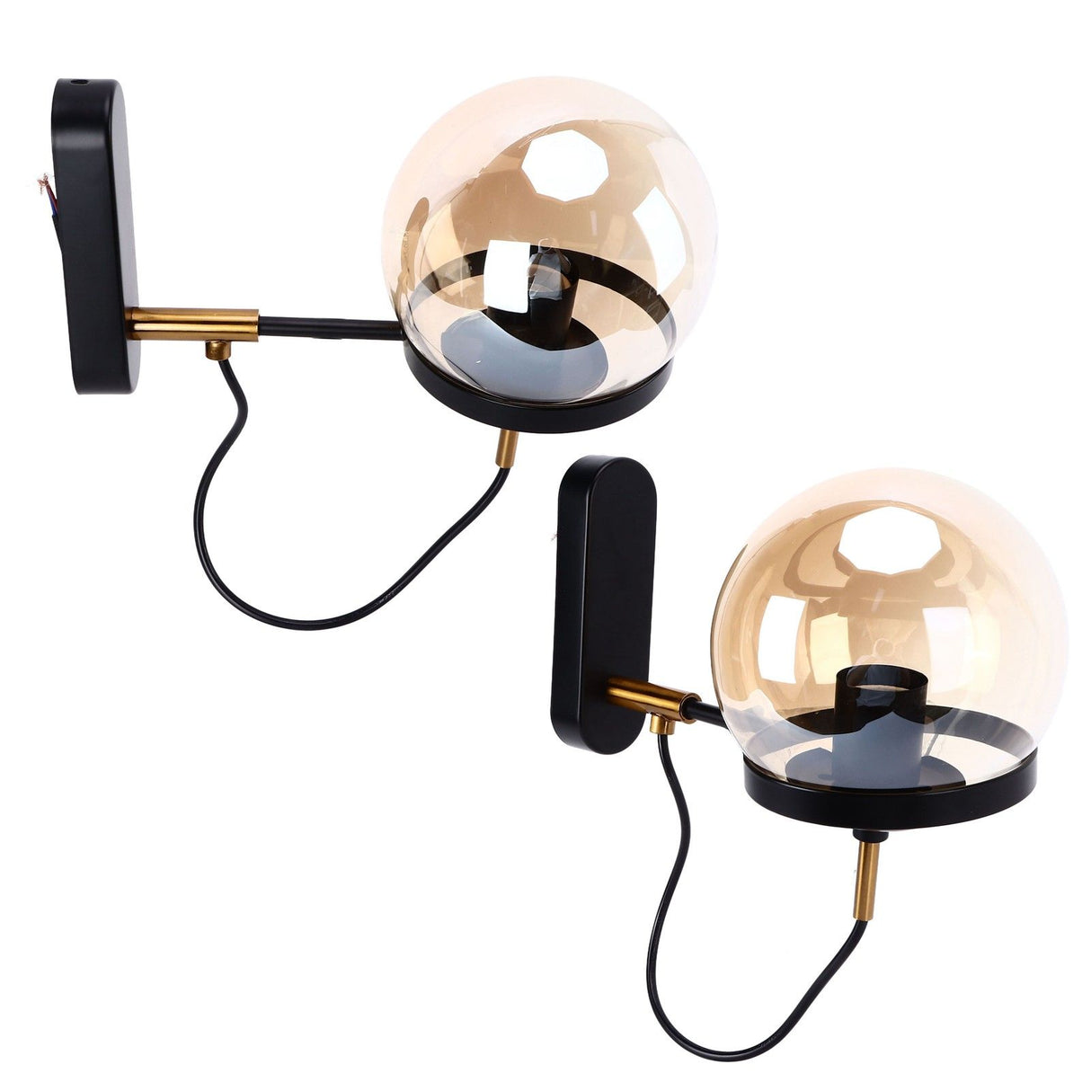 Wall Lamp Blowing Technology Transparent Soft Lighting Fashion Design Glass Ball Lamp 110‑220VBlack Tan Lampshade