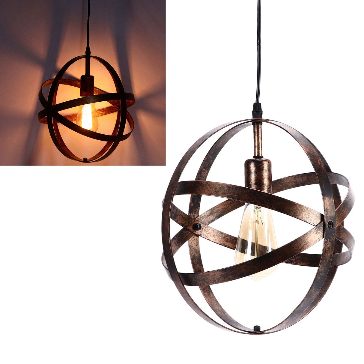 Ball Earth Chandelier Retro American Industry Warm Romantic Stable Firm Wall Lamp for Coffee Shop Store