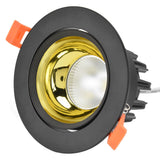 LED Downlight Aluminum Adjustable Angle Dustproof Ceiling Embedded Spotlight for Living Room Bedroom 100‑264VBlack Shell Golden Cup - Front View