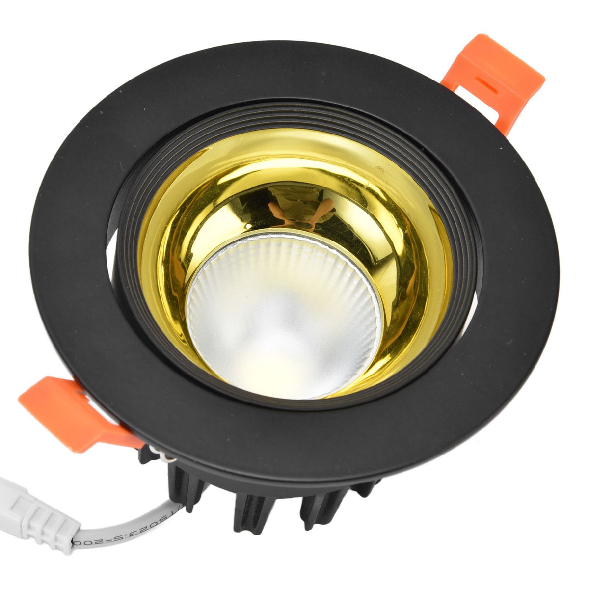 LED Downlight Aluminum Adjustable Angle Dustproof Ceiling Embedded Spotlight for Living Room Bedroom 100‑264VBlack Shell Golden Cup