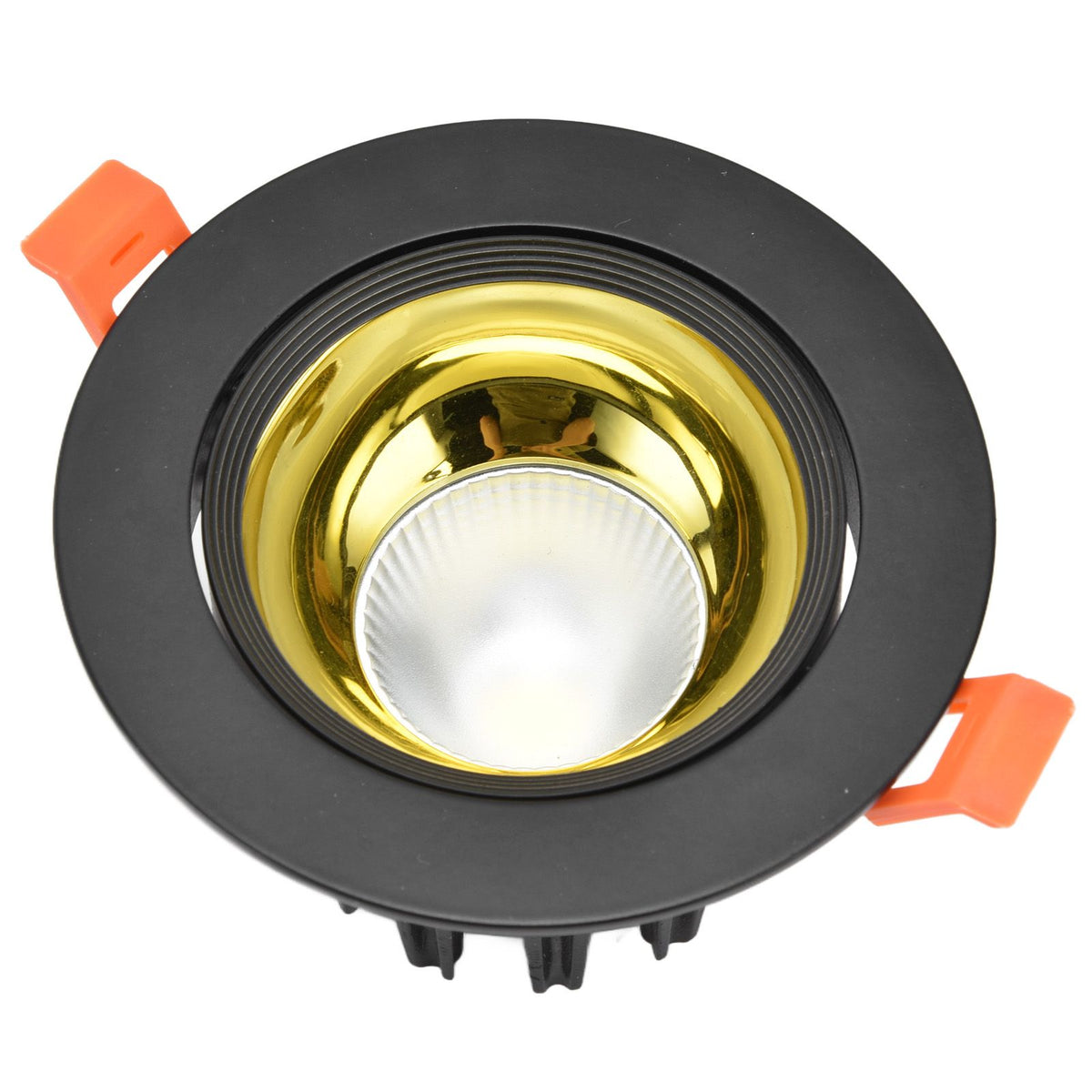 LED Downlight Aluminum Adjustable Angle Dustproof Ceiling Embedded Spotlight for Living Room Bedroom 100‑264VBlack Shell Golden Cup