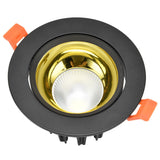 LED Downlight Aluminum Adjustable Angle Dustproof Ceiling Embedded Spotlight for Living Room Bedroom 100‑264VBlack Shell Golden Cup - Top-Down View